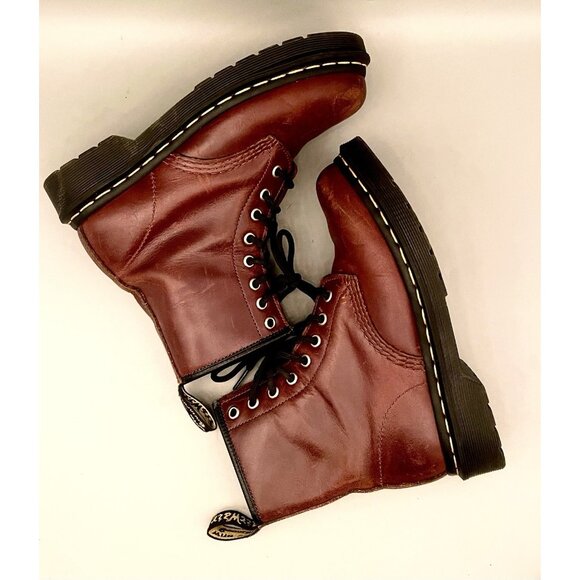Dr. Martens Classic Boots 1460 Size 5 Cherry Red Leather 8-eye Lace Combat Doc - Picture 7 of 13